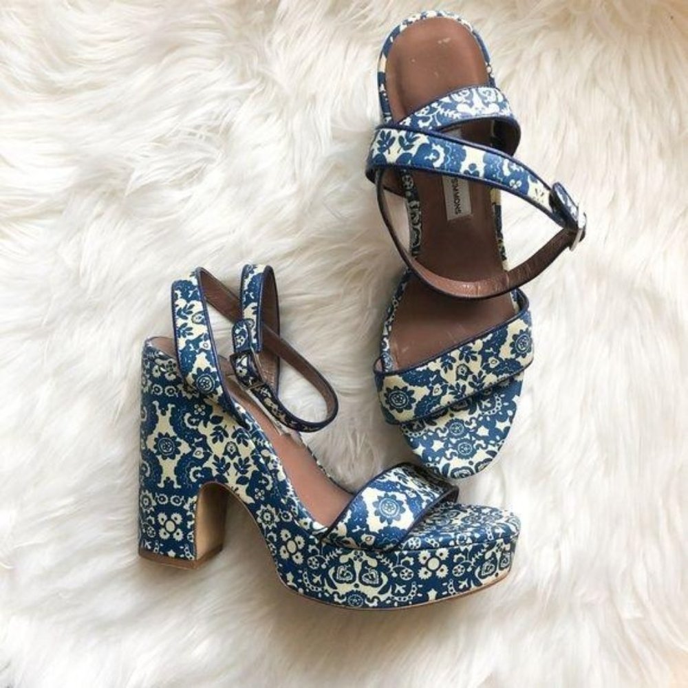 Tabitha Simmons Blue Floral Heels 38.5